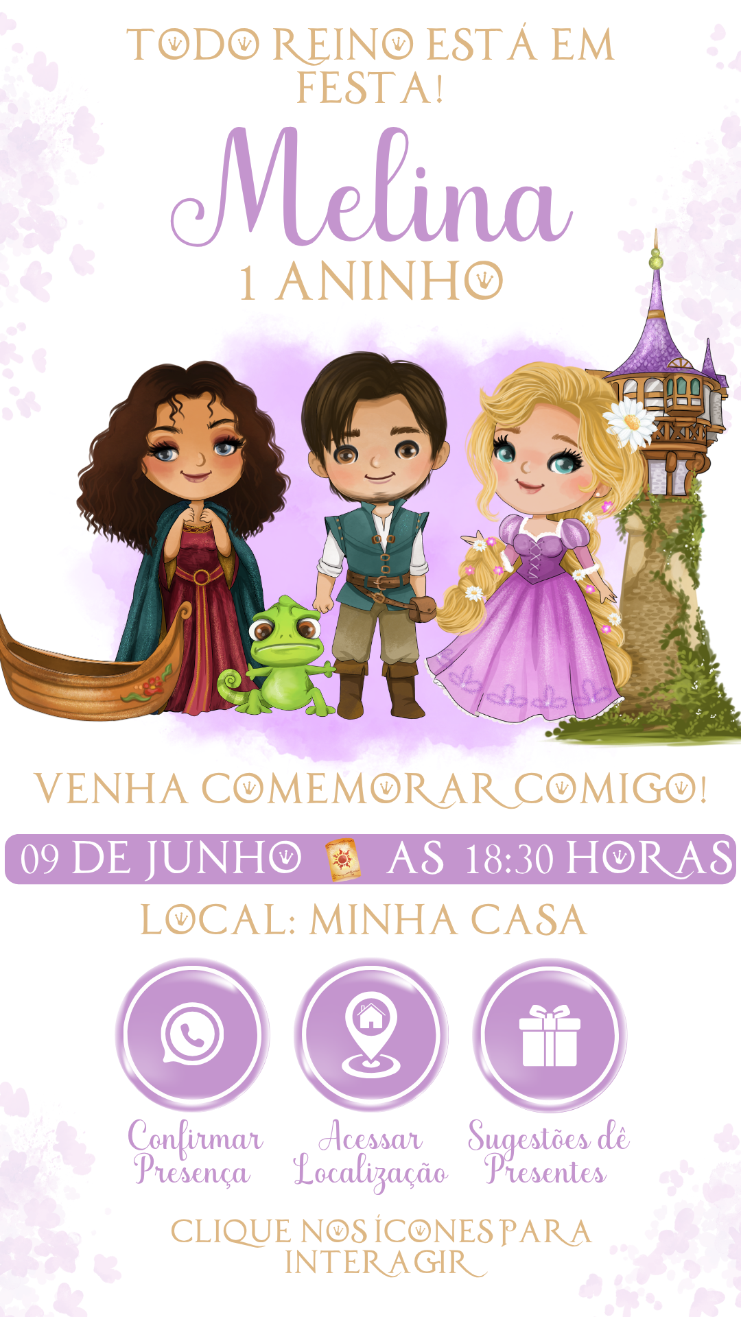 Convite Interativo - Rapunzel Baby